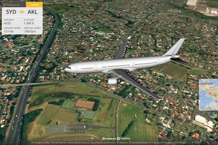 Flightradar24 3D view. Foto: Archivo.