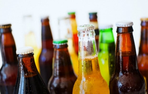 Studio shot of various beer bottles