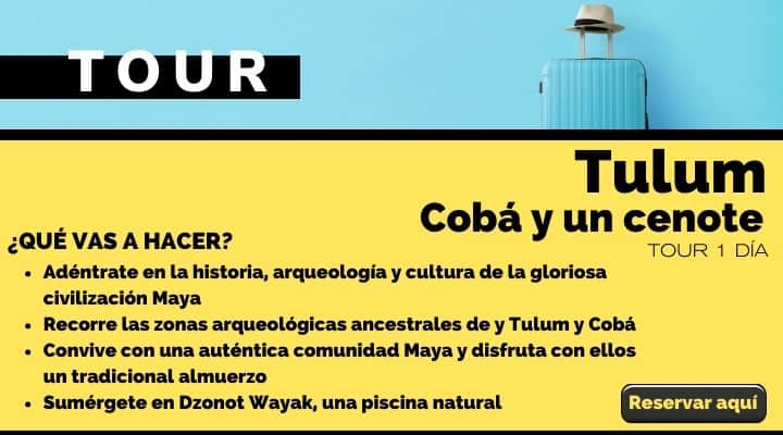Tour 1 día,Tulum, Cobá y un cenote. Arte El Souvenir