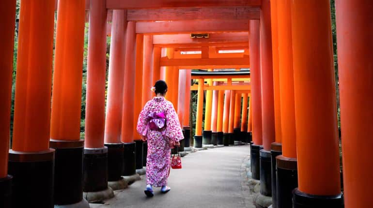 Santuario de las mil puertas Torii en Japón. Foto: Ryuhikai