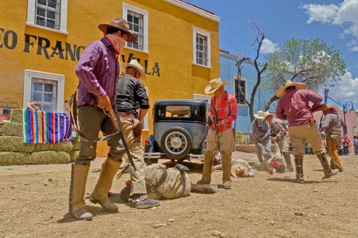 Escenificación Muerte Pancho Villa en Jornadas Villistas 2023. Foto: Facebook