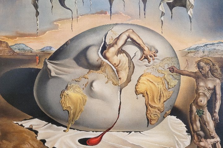 Niño Geopolitico contemplando el Nacimiento del Nuevo Hombre Obra de Dalí