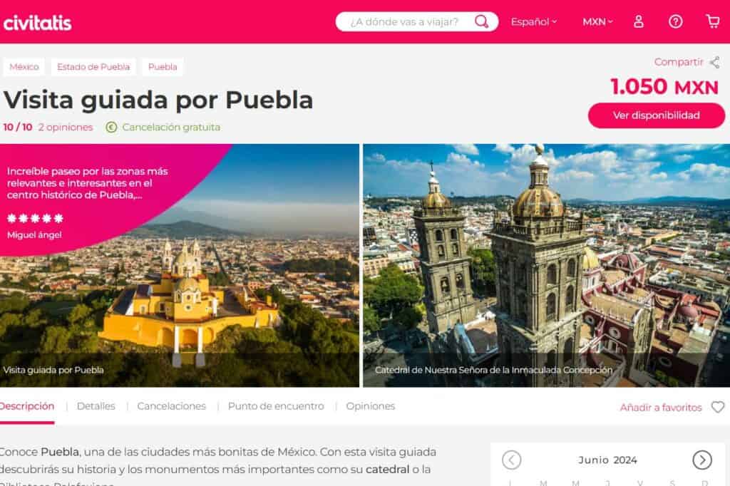Precio de una visita guiada por Puebla