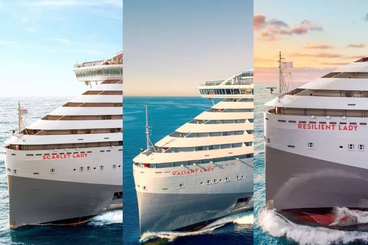 2. (De izquierda a derecha) Scarlet Lady, Valiant Lady y Resilient Lady. Fotos - FamilyVacationist, South Florida Business & Wealth, Virgin Voyages