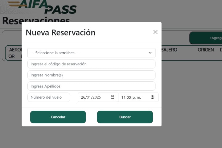 3. Registro de reservación en AIFA PASS. Foto - aifapass.com