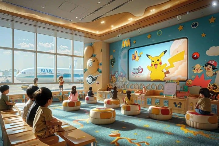 4. ANA cuenta con la sala de abordaje más grande de Japón, incluida una sala infantil. Foto - Lademeureduparc.fr