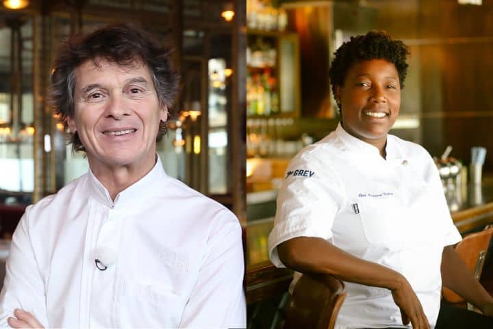 5. (De izquierda a derecha) Chefs Guy Martin y Mashama Bailey. Fotos - TV5MONDE Latin America & Here Megazine