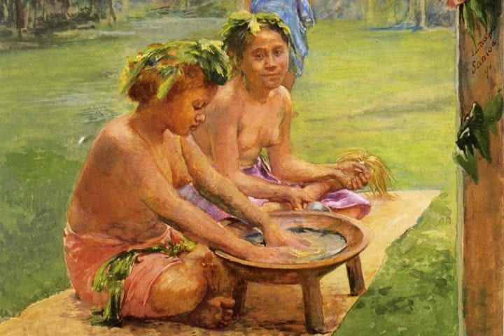 2. Pintura de mujeres preparando kava. Foto - Fundación Wikimedia