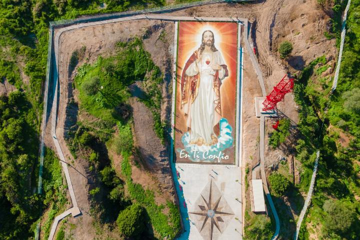 6. Imágen de mosaico del Sagrado Corazón de Jesús en Mexticacán. Foto - Recorriendo Mi Tierra (Facebook)