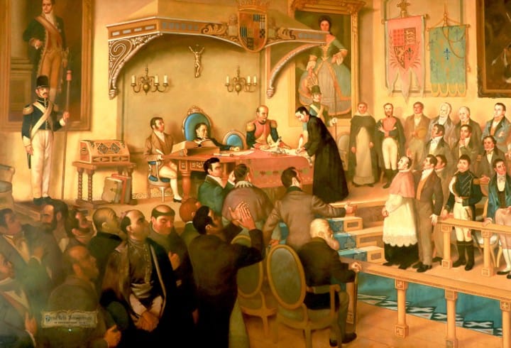 1. Pintura de la firma del Acta de Independencia de Centroamérica, Guatemala, 1821. Foto - Wikimedia Commons