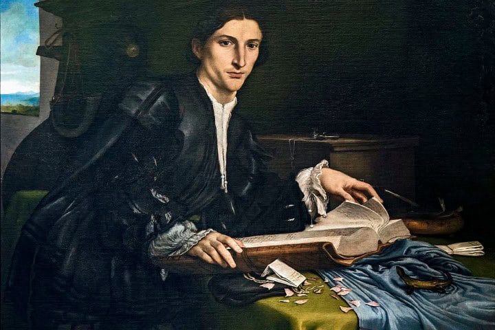 1. Retrato de un caballero en su estudio, pintado por Lorenzo Lotto. Se creía que era el rosto de Vicino Orsini. Foto - Wikimedia Commons