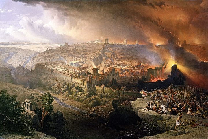 3. Pintura El asedio y la destrucción de Jerusalén por los romanos bajo el mando de Tito, año 70 d. C., por David Roberts, 1850. Foto - Wikimedia Commons