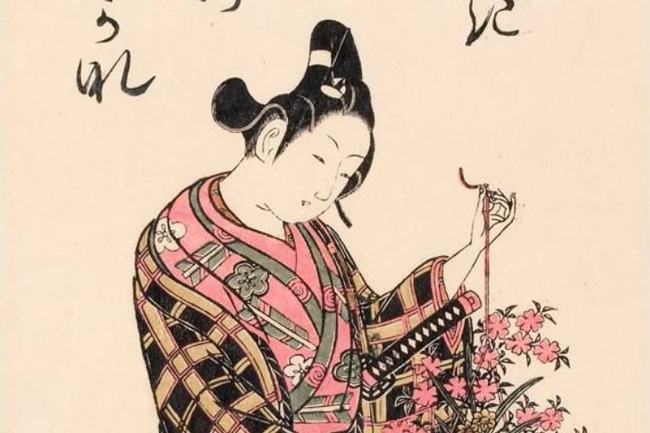 3. Xilografía de Wakashu con un carro de flores, por Ishikawa Toyonobu. Foto - Wikimedia Commons