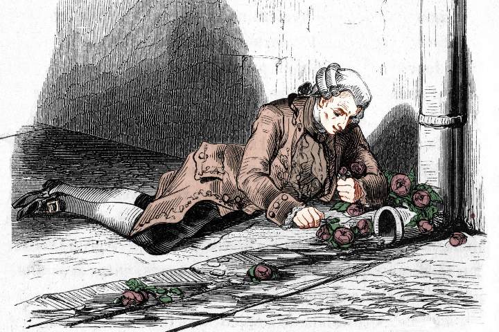 4. Ilustración del Marqués de Sade jugando con rosas, publicada en 1803. Getty Images