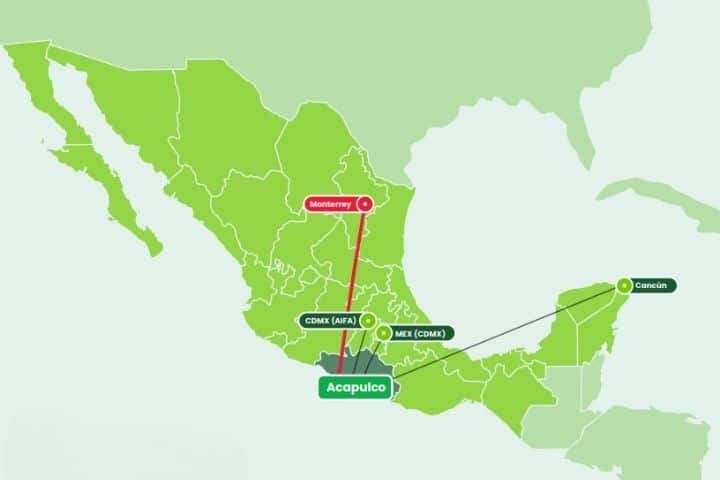 4. Rutas de Viva hacia y desde Acapulco. Foto - Viva
