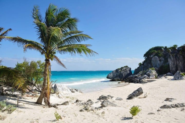 1. Playa con palmeras en la Riviera Maya (Alamy)