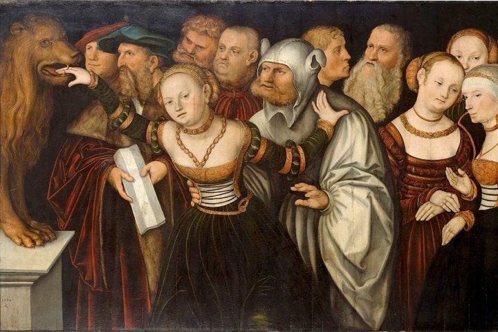4. Pintura "La fábula de la boca de la verdad ", de Lucas Cranach el Viejo. Foto - Wikimedia Commons