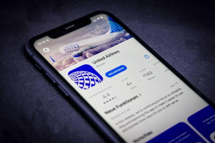 3. App de United. Foto - Alamy