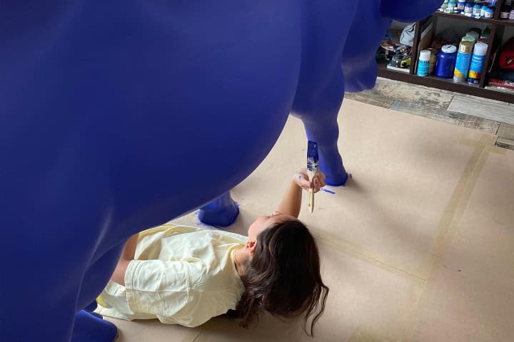 4. Artista Areli Zaragoza interviniendo vaca. Foto - @arelizaragozag (Instagram)