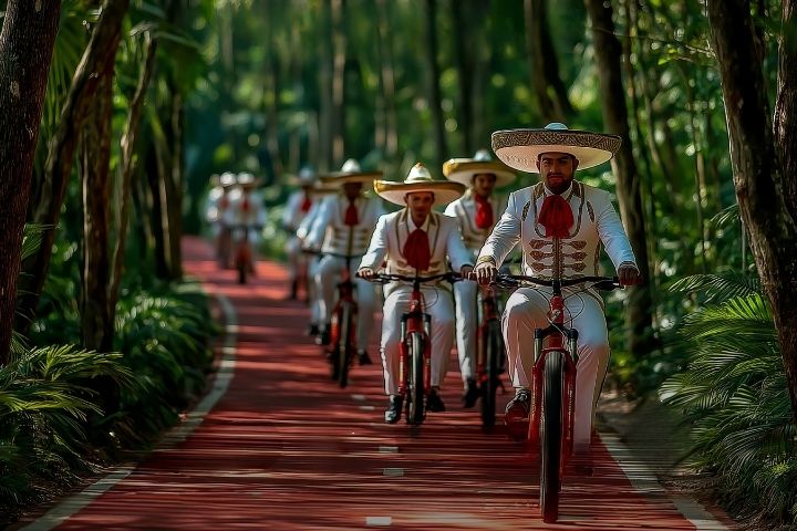 4. Fotografía de la campaña "El Mariachi Loco quiere... nadar" de Volaris. Foto - Archivo Volaris
