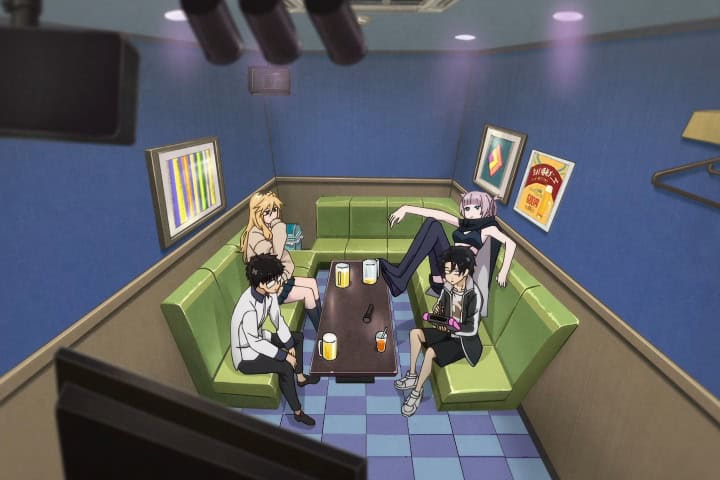 6. Escena de karaoke en el anime Yofukashi no Uta, capitulo 9. Foto - u/u/AutoLovepon (Reddit)