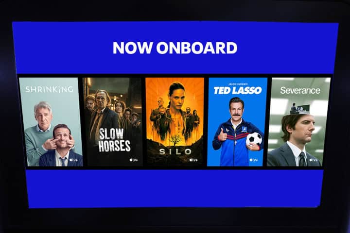 9. Pantalla de United con series de Apple TV+. Foto - @united (Instagram)