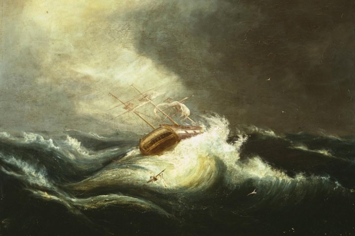 2. Pintura de Barco en Tormenta, por Chester Harding, 1823. Foto - FeelTheArt