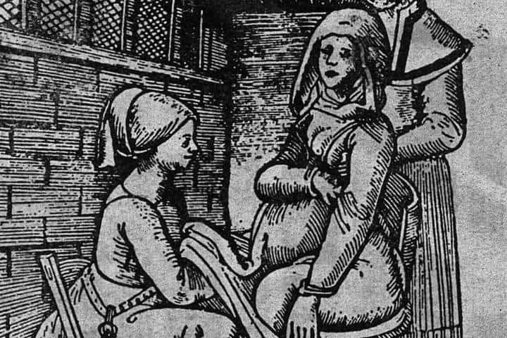4. Grabado Mujer en Labor de Parto, del libro Der Rosengarten, 1513. Foto - Wikimedia Commons
