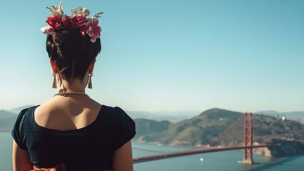 Frida Kahalo viendo el golden gate