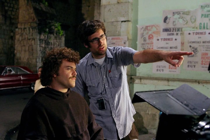 2. Jack Black y el director Jared Hess, durante la grabación de Nacho Libre. Foto - Alamy