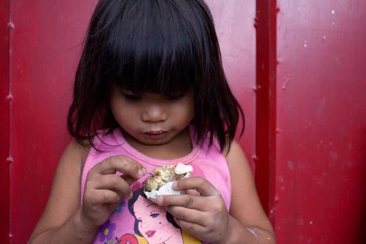 6. Niña comiendo balut. Foto - Alamy