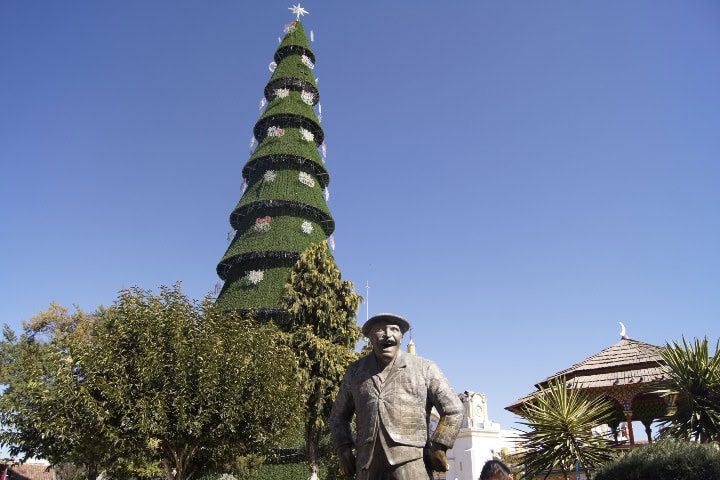 6. Escultura de Capulina junto al árbol gigante. Foto - Gus Espinosa