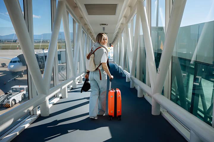 7. Viajera abordando avión. Foto - iStock