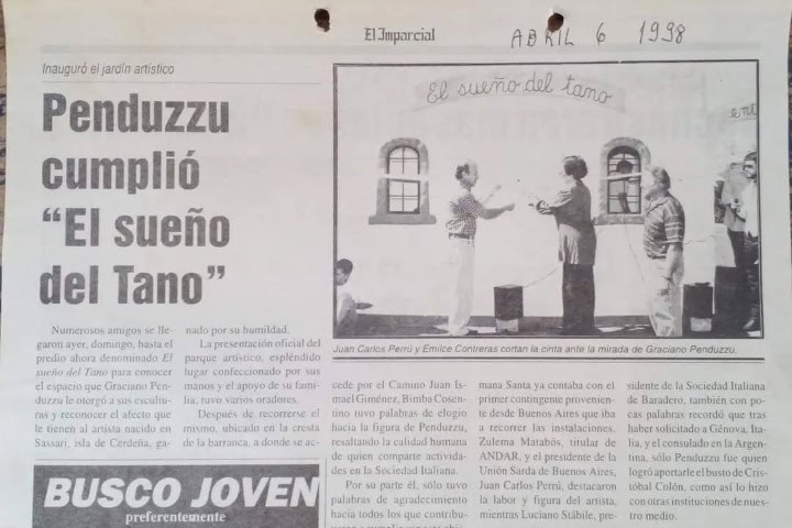 3. Nota del periódico sobre la apertura de El Sueño del Tano. Foto - @el.sueno.del.tano (Instagram)