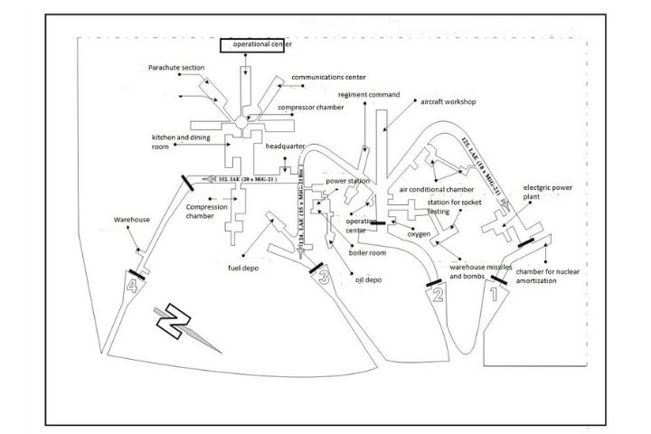 4. Mapa de la Base Aérea de Željava. Foto - balkanwarhistory (Blogger)