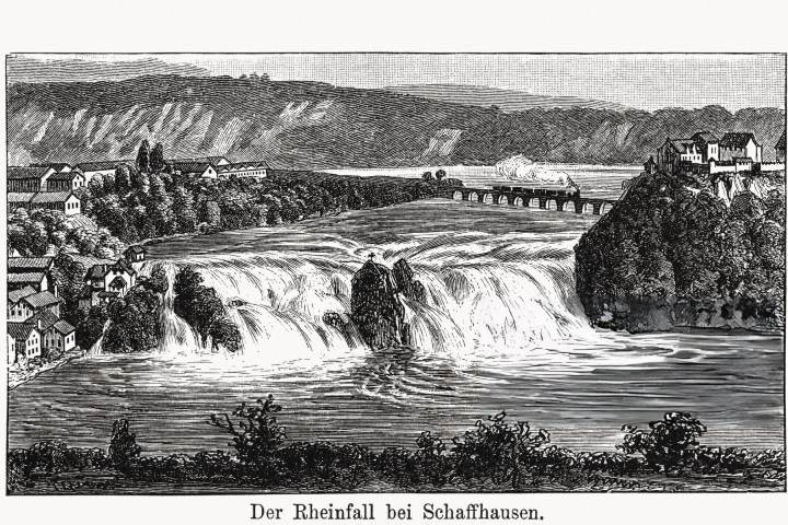 4. Antiguo grabado de las Cataratas del Rin. Foto - Getty Images