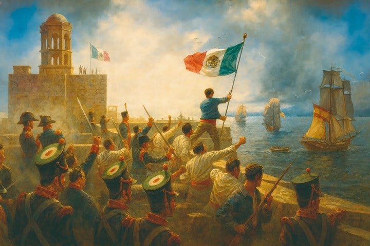 5. Pintura de la toma de San Juan de Ulúa como parte de la reconquista española. Foto - Armas - Revista Militar