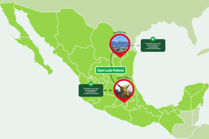 2. Mapa ruta de San Luis Potosí a CDMX. Foto - Archivo Viva