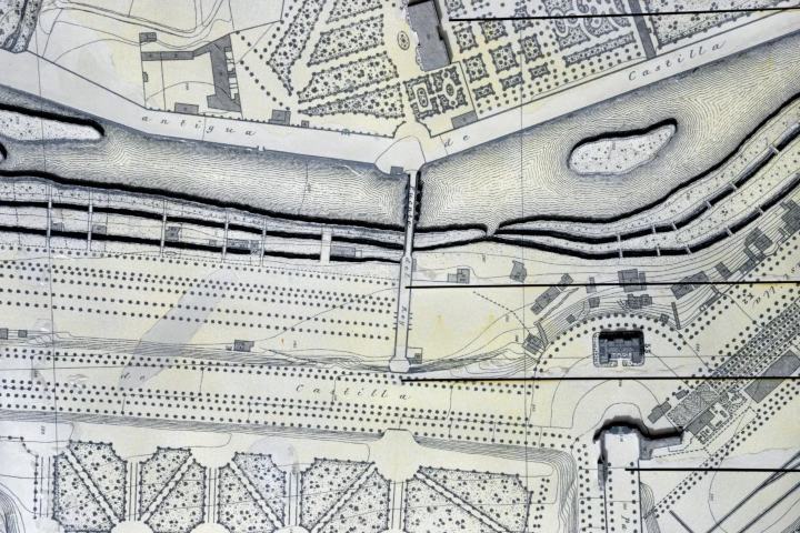 3. Fragmento de plano de Madrid, 1824, con el trazado del túnel de Bonaparte. Foto - Guía Repsol