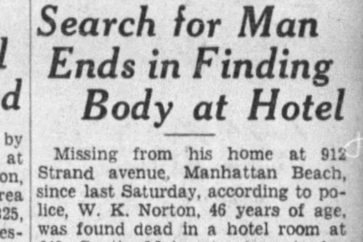 2. Fragmento de noticia de la muerte de W.K. Norton. Foto - Newspapers