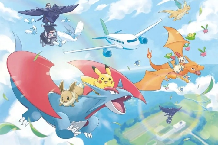 5. Kibou no Sora (Cielo de la Esperanza), obra creada para conmemorar la inauguración del aeropuerto. Foto - ポケモン・ウィズ・ユー財団 (Fundación Pokémon Contigo)