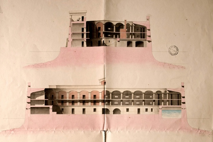2. Secciones y alzado del primer proyecto para Fort Boyard, 1802. Foto - Département de la Charente