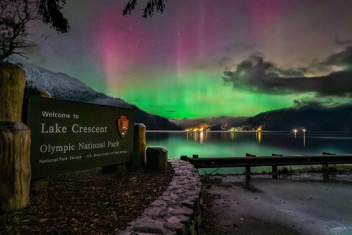 4. Aurora boreal en Olympic National Park. Foto - u_WashingtonPass (Reddit)