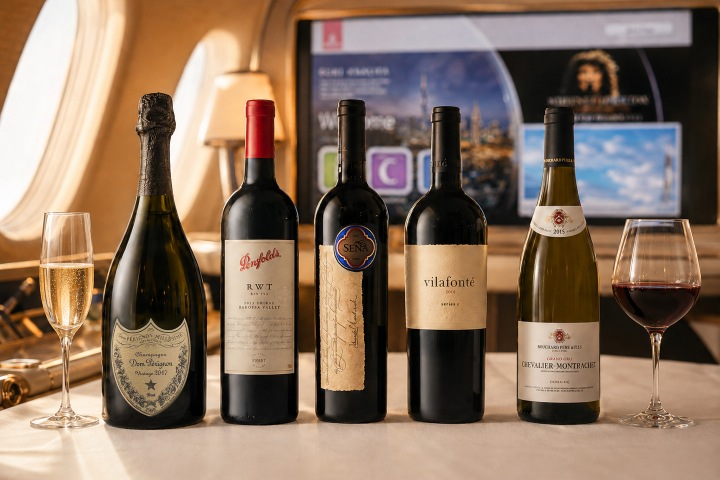 Incorporación de vinos de First Class de Emirates. Foto. - Emirates