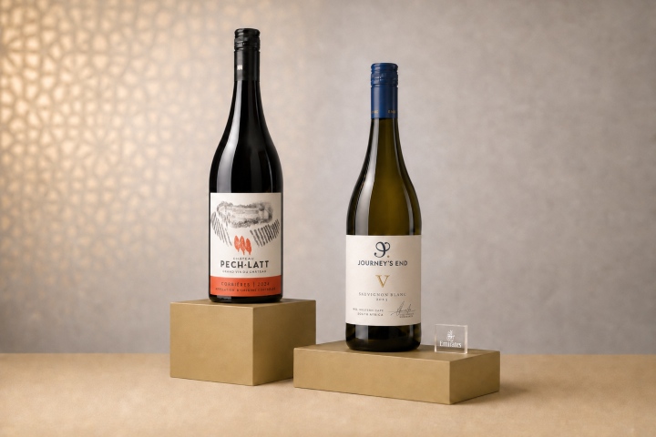 Parte de la selección de vinos de Economy Class. Foto. - Emirates