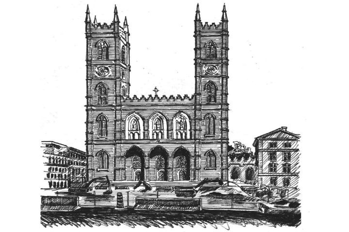 2 Ilustración de la Basílica de Notre-Dame de Montreal. Foto - Sketching With Buck