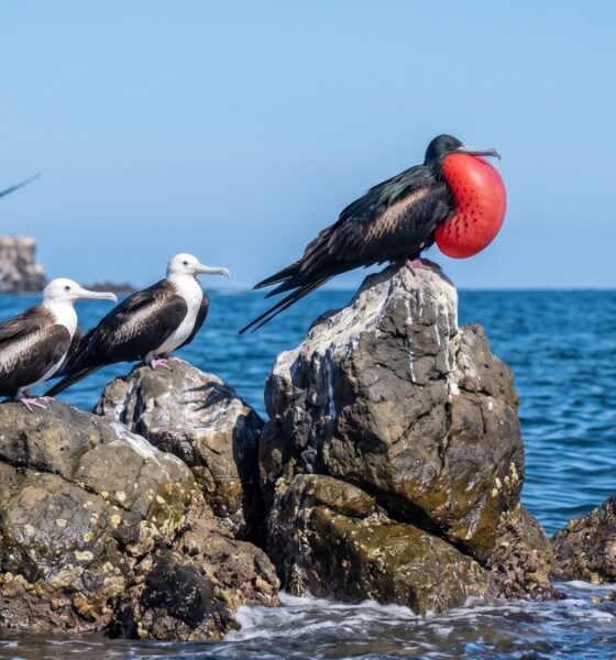 En Isla Isabel, la fragata magnífica sorprende por su vuelo, su singular apariencia y el llamativo ritual de cortejo de los machos.