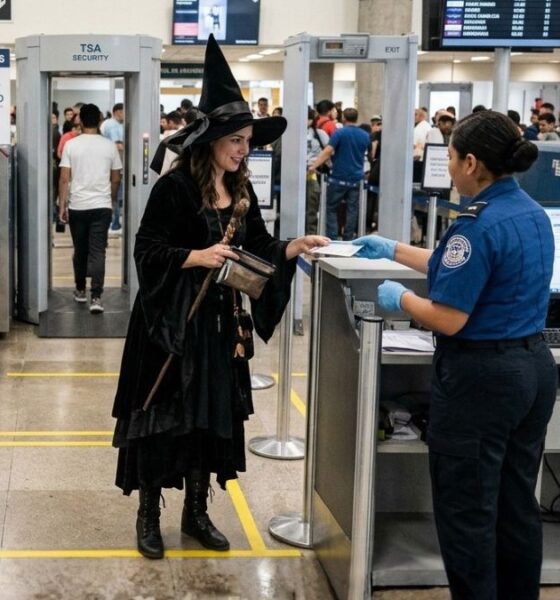 SE PUEDE ABORDAR UN AVION CON DISFRAZ DE HALLOWEEN.