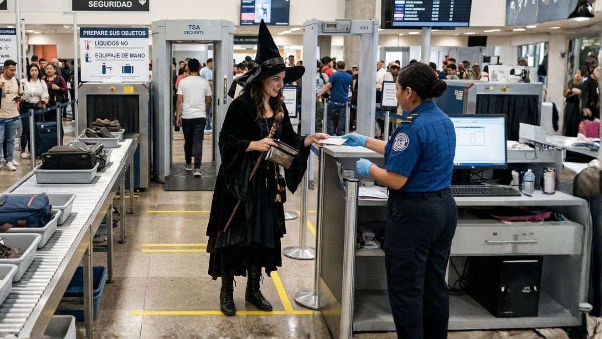 SE PUEDE ABORDAR UN AVION CON DISFRAZ DE HALLOWEEN.